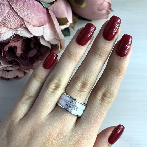 Silver ring with ceramics