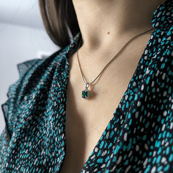 Срібна підвіска з смарагдом nano 1.115ct