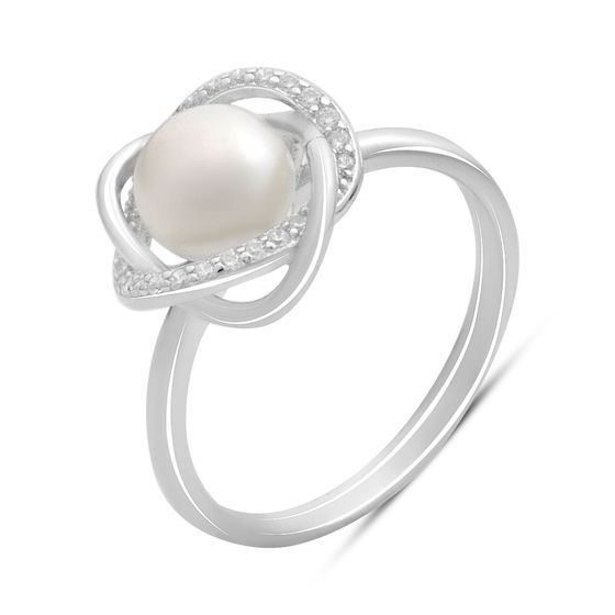 Silver ring with pearls