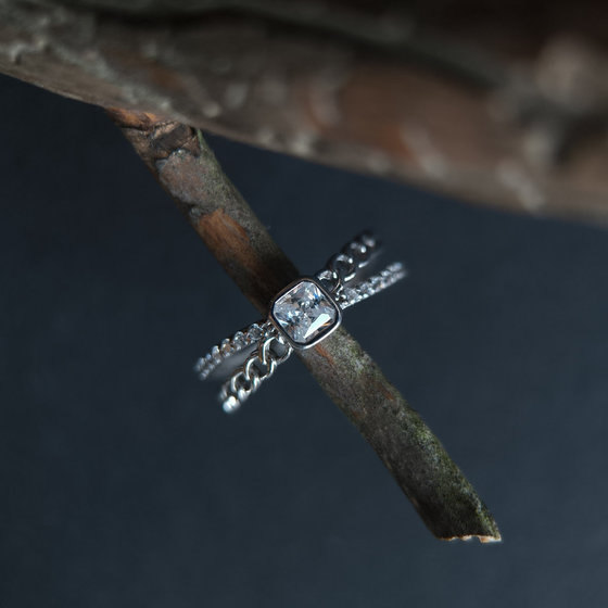 Silver ring with cubic zirconia