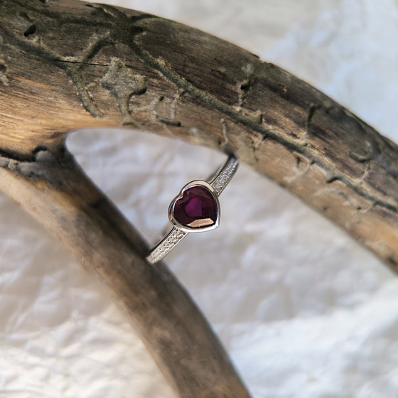 Silver ring with a 1.312ct ruby and cubic zirconia