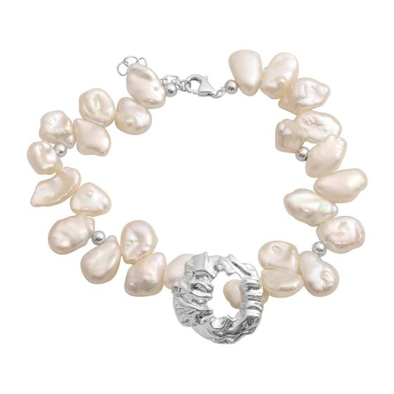 Silver bracelet with baroque pearls