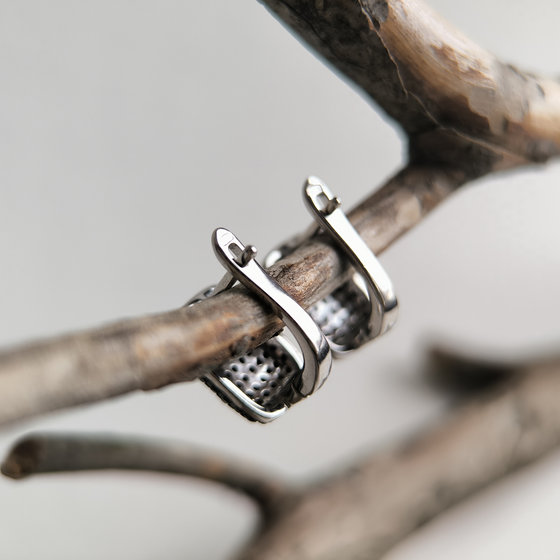 Silver earrings with Phianites