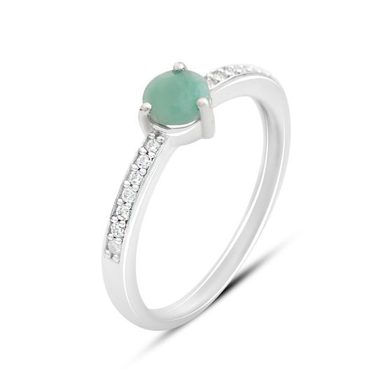 Срібна каблучка зі смарагдом 0,689 карата та фіанітами