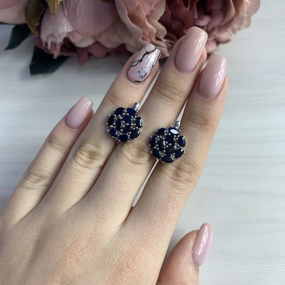 Серебряные серьги с сапфиром 5.878ct