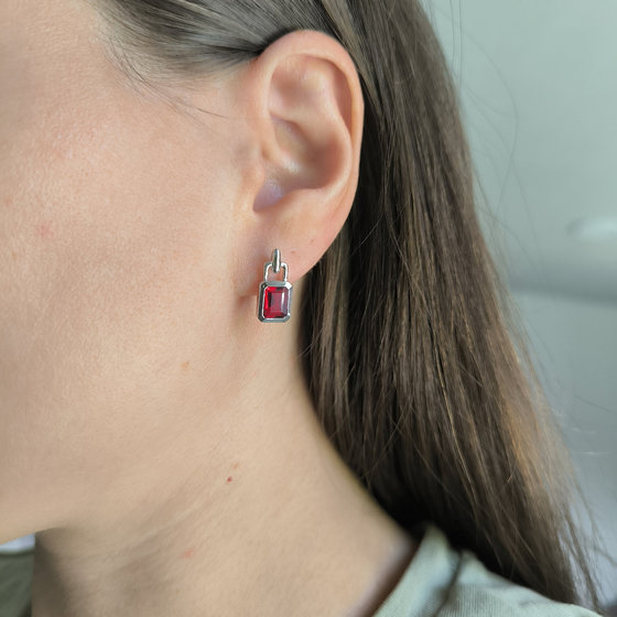 Silver Earrings with Nano Garnet 2.523ct