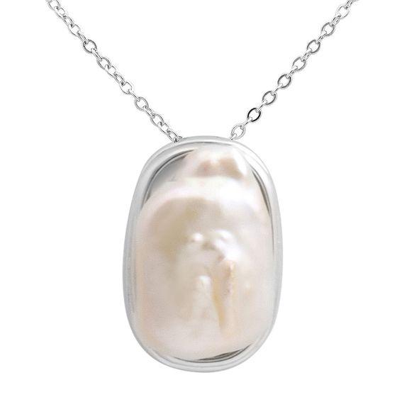 Silver necklace with baroque pearls