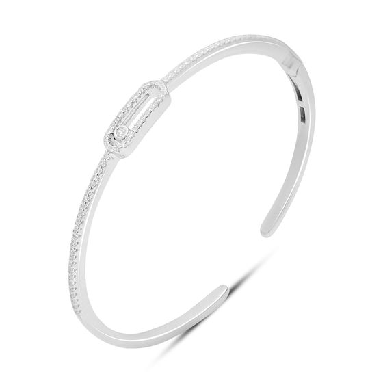 Silver bracelet with cubic zirconia