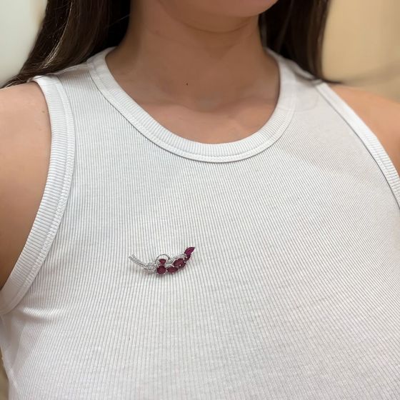 Серебряная брошка с рубином