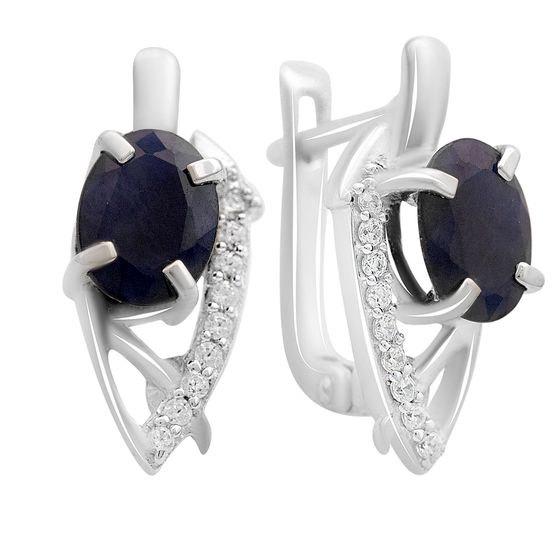 Silver earrings with sapphire 3.253ct