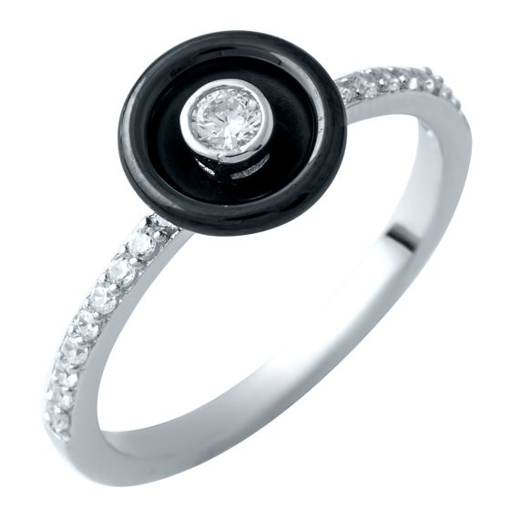 Silver ring with , ceramic