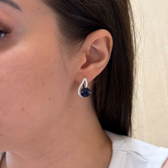 9.975ct Silver Sapphire Earrings