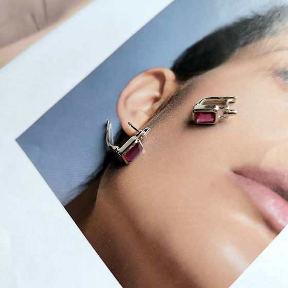 Срібні сережки з рубіном 4,315 карата