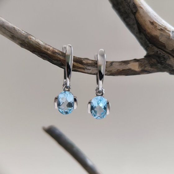 Серебряные серьги с топазом 2.93ct