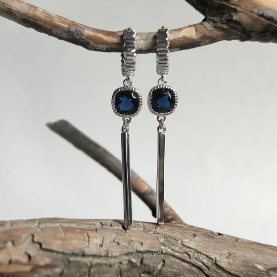 Срібні сережки з сапфіром nano 1.86ct