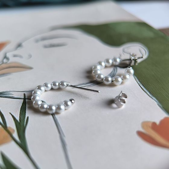 Срібні сережки з перлами 4.75ct