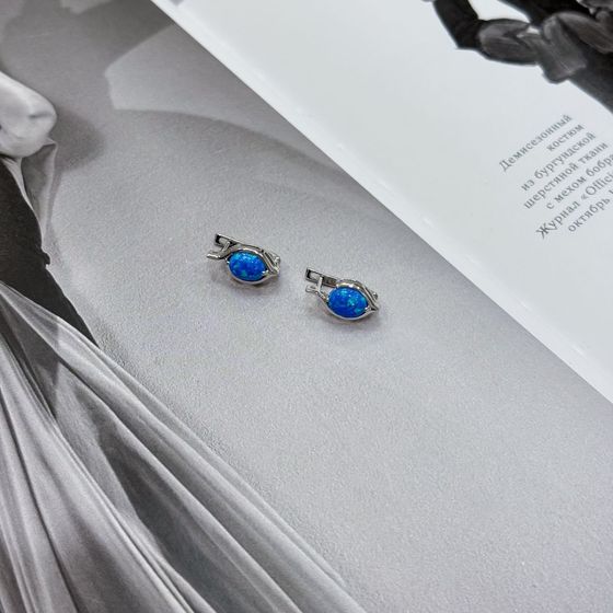 Срібні сережки з опалом 1.291ct
