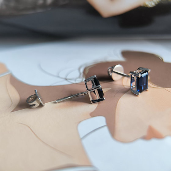 Срібні сережки з сапфіром nano 1.675ct