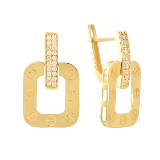 Золоті сережки з фіанітами 0.4ct