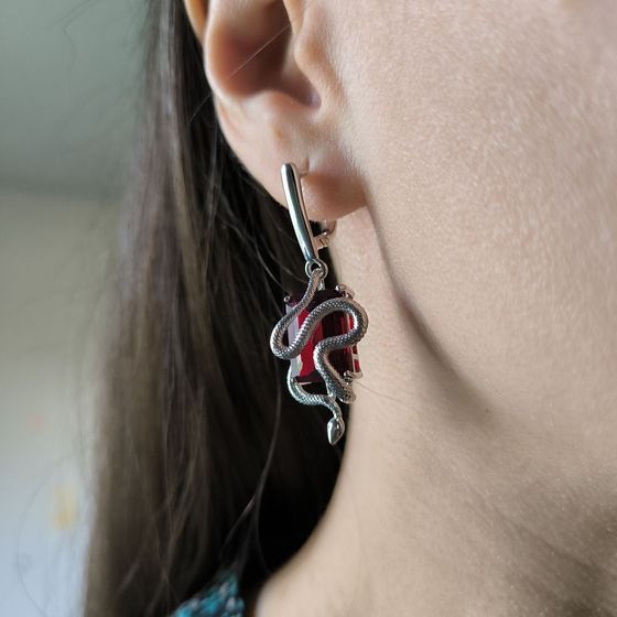 Серебряные серьги с гранатом 11.417ct