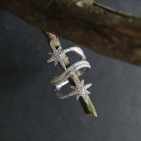 Silver ring with cubic zirconia