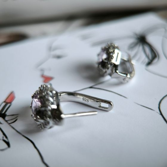 Silver earrings with amethyst 2.998ct