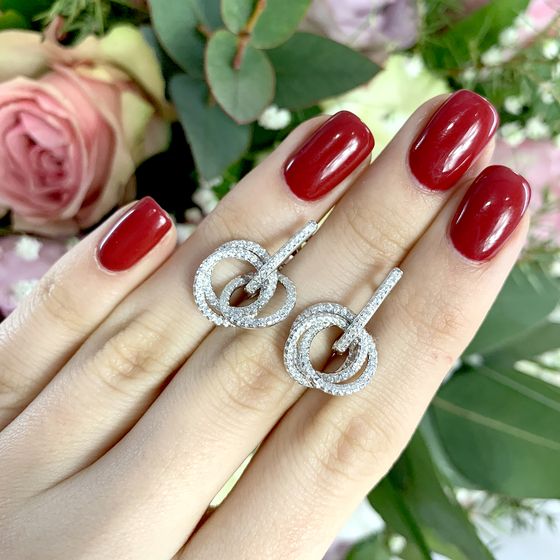 Silver Earrings with Fianites