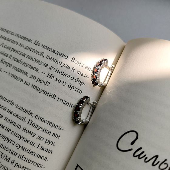 Silver earrings with a 3.2-carat garnet