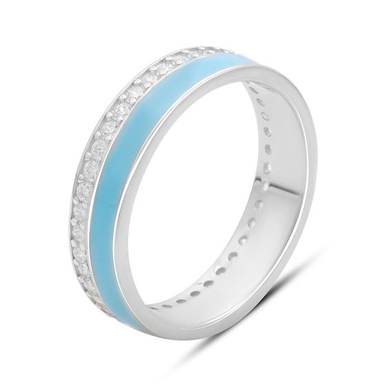 Silver ring with phianites, semallu