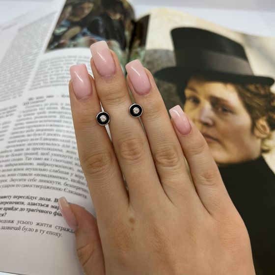 Срібні сережки з емаллю