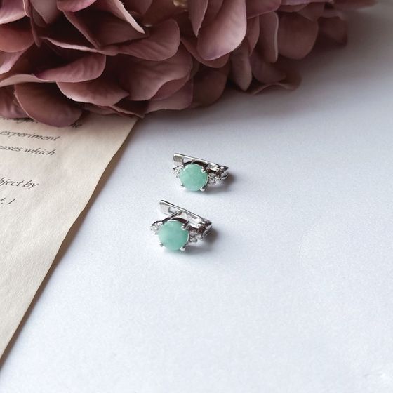 Срібні сережки зі смарагдом 2,788 карата