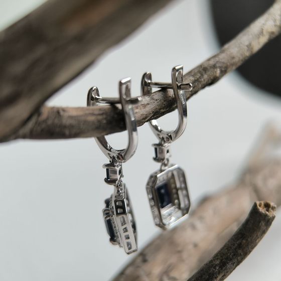 Срібні сережки з сапфіром 2.922ct