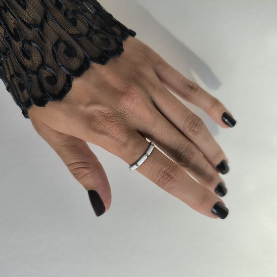 Silver ring with yemallu, fianites