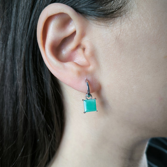 Срібні сережки зі смарагдом 4.217ct