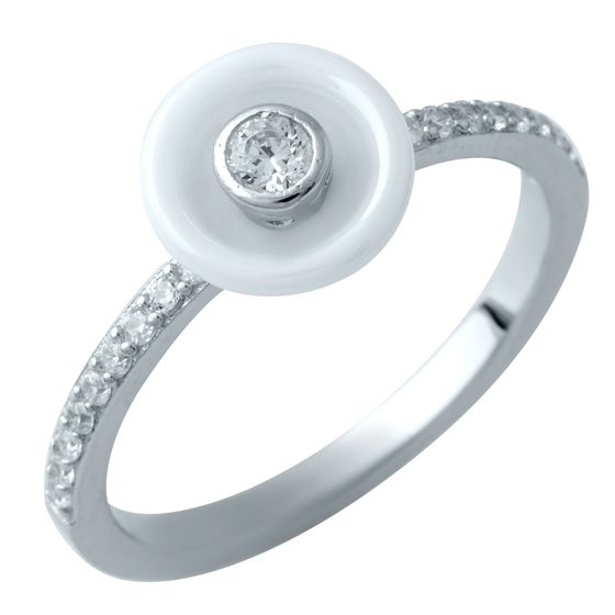 Silver ring with , ceramic