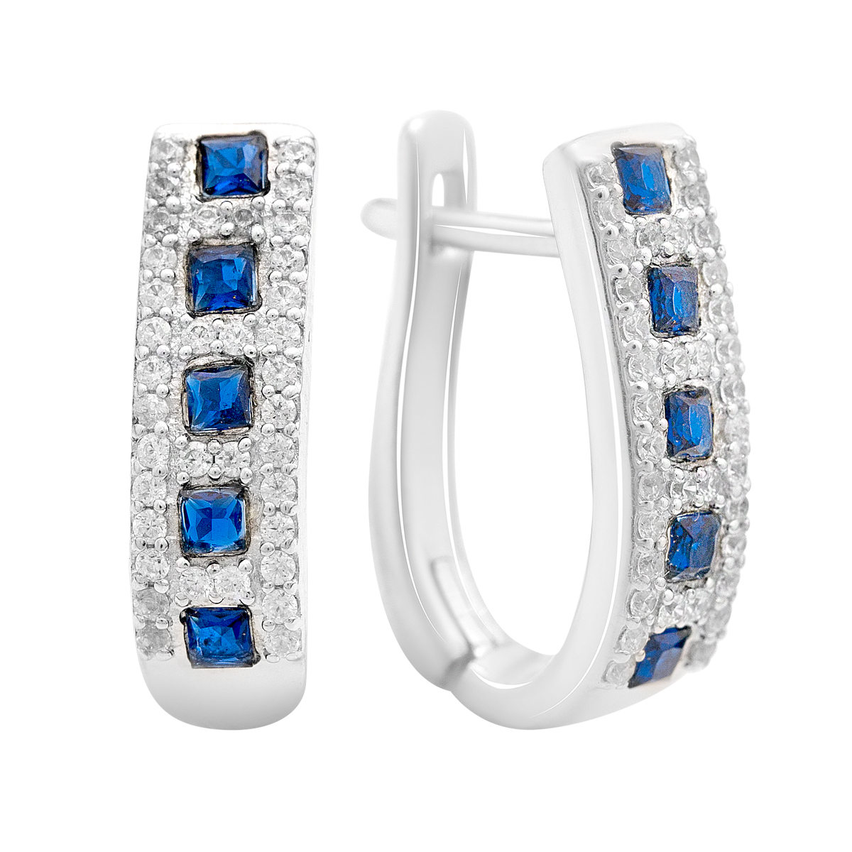 Срібні сережки з сапфіром nano 1.187ct