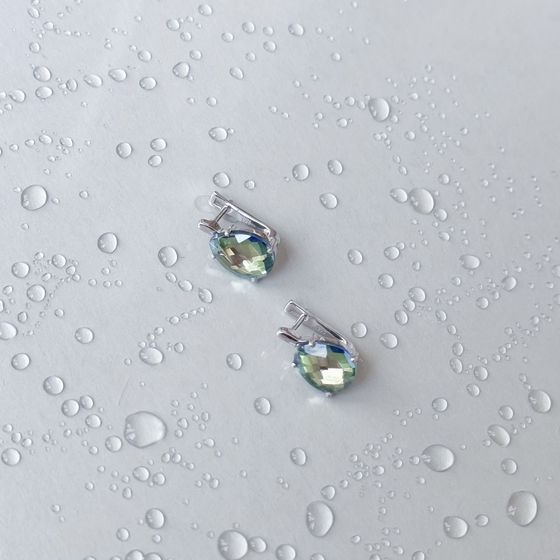 Silver earrings with a 5.8-carat mystic topaz