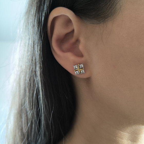 Silver earrings with Phianites