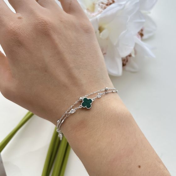 Срібний браслет з малахітом