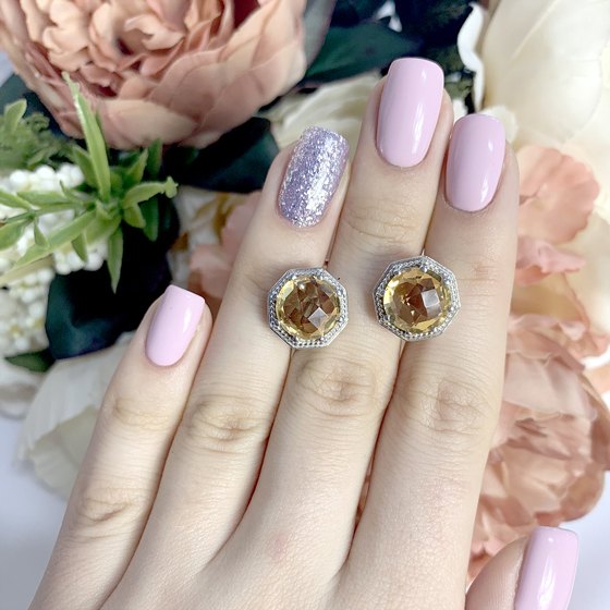 Серебряные серьги с цитрином