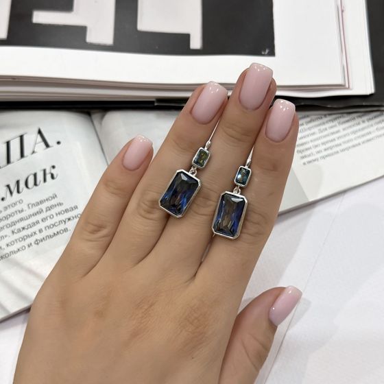 Серебряные серьги с мистик топазом 21.558ct