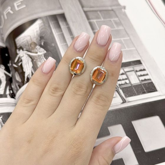 Срібні сережки із золотим кварцом 6.95ct