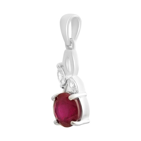 Серебряная подвеска с рубином 2.142ct, фианитами