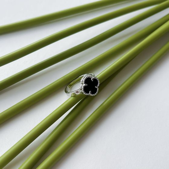 Silver ring with onyx