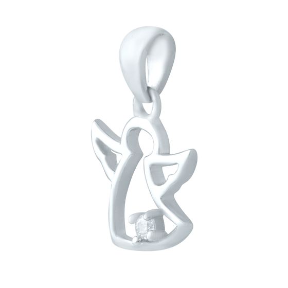 Silver pendant with 0.062-carat cubic zirconia