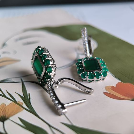 Серебряные серьги с агатом 7.73ct