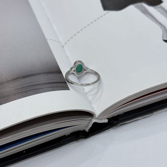 Silver ring with emerald