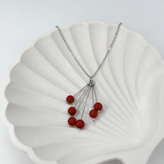 Silver necklace with coral