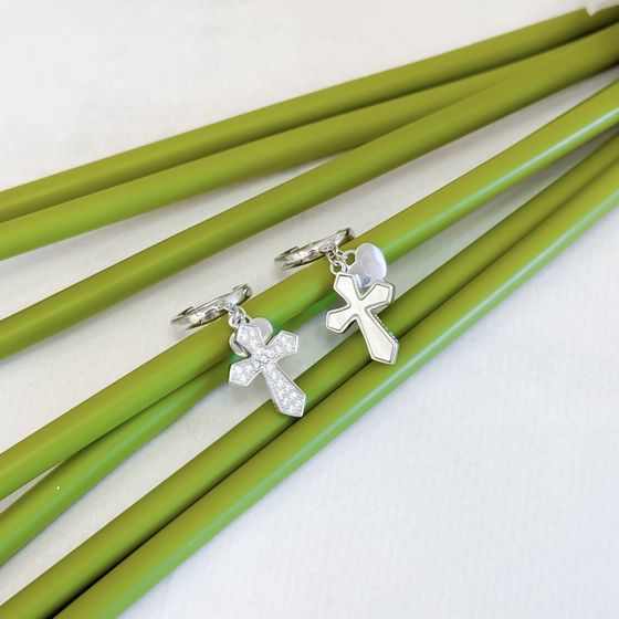 Срібні сережки з фіанітами, перламутром