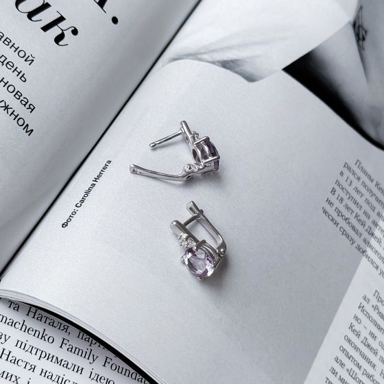 Срібні сережки з аметистом 3.307ct